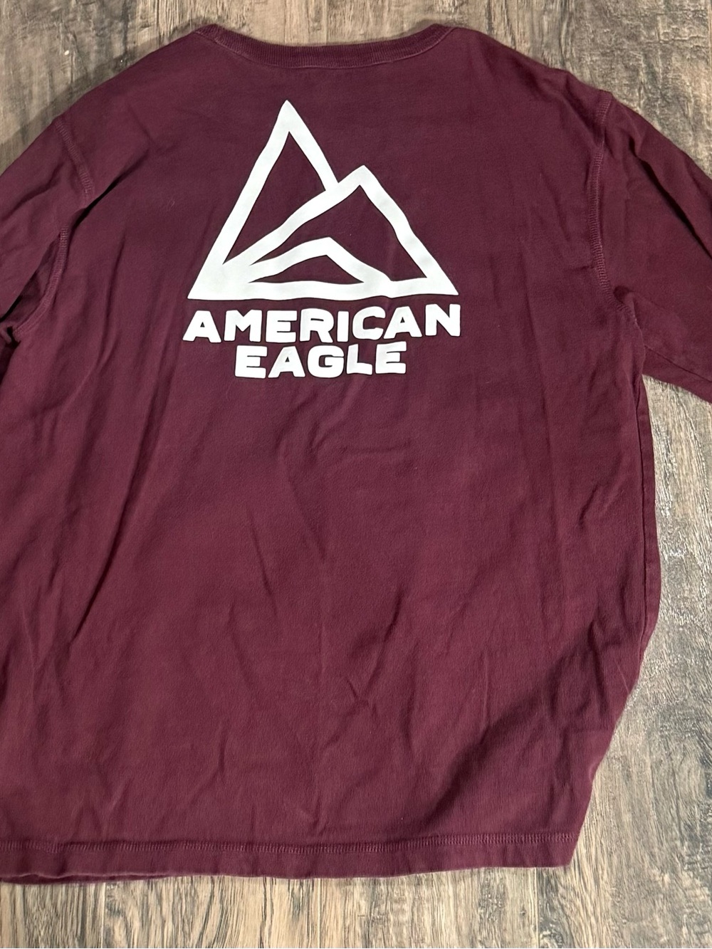 American Eagle Outfitters Long Sleeve Tee in Maroon with White Logo